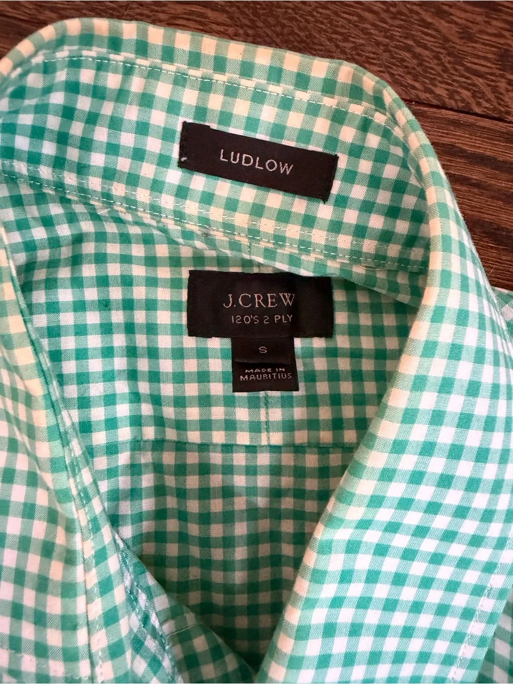 J. Crew Light Green Gingham Button-Down Shirt